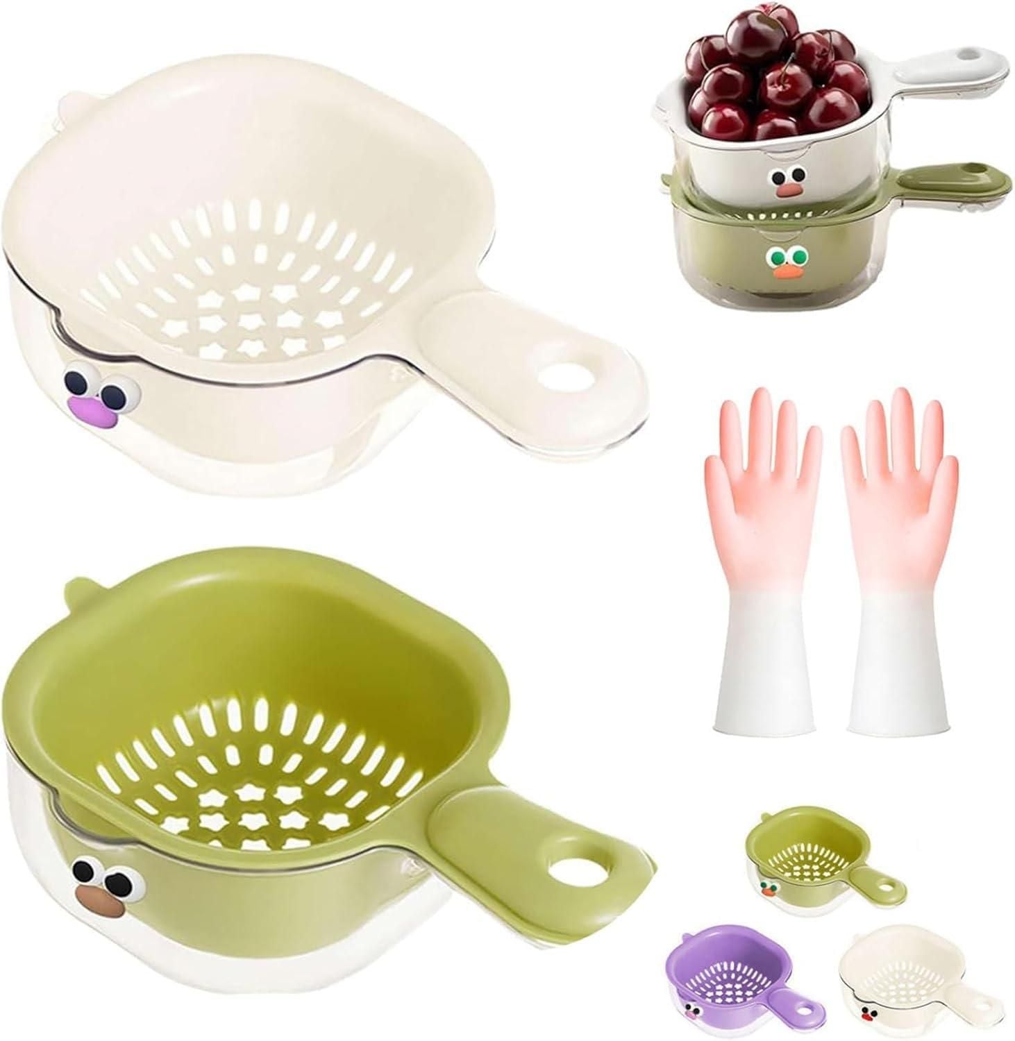 FreshDrain™ – Dual-Layer Fruit & Veggie Strainer Basket