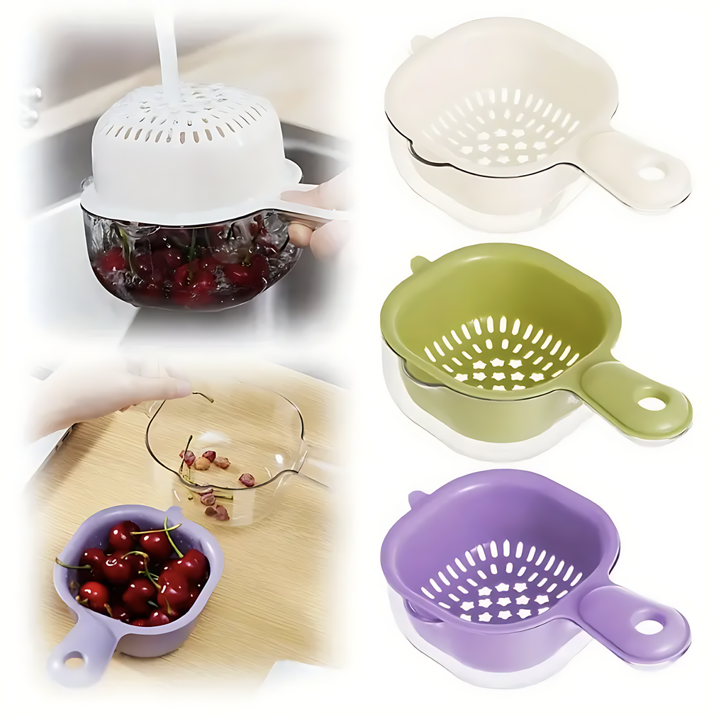 FreshDrain™ – Dual-Layer Fruit & Veggie Strainer Basket
